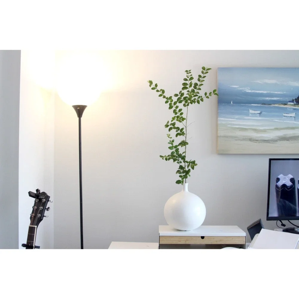 Large Textured‎ Round Ceramic Vase White 10.5